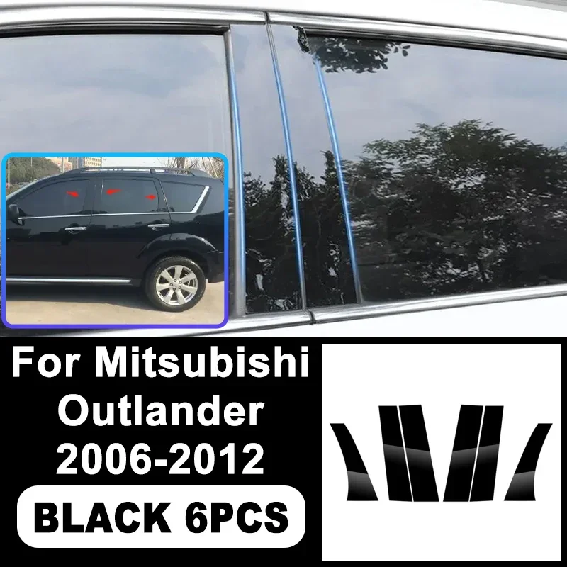 

For Mitsubishi Outlander 2006-2012 B/C Pillar Stickers - PC Window Decorative Trim for Middle Pillar,Car Exterior Accessories
