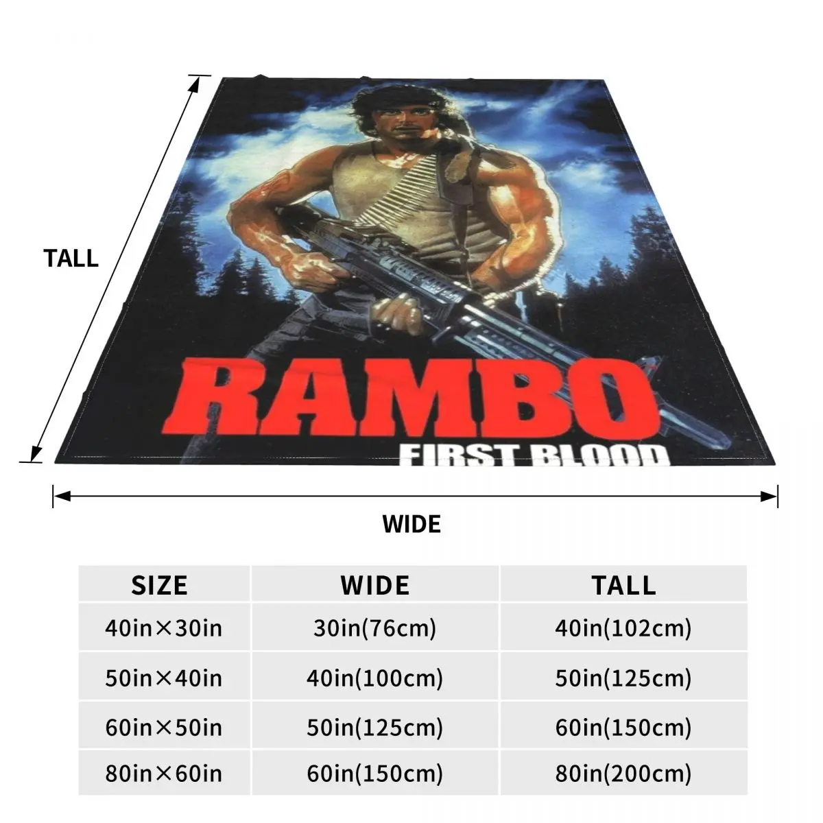 Rambo First Blood Flannel Blanket Quality Soft Warm Shooting Movie Bedding Throws Spring Couch Chair Sofa Bed Pattern Bedspread