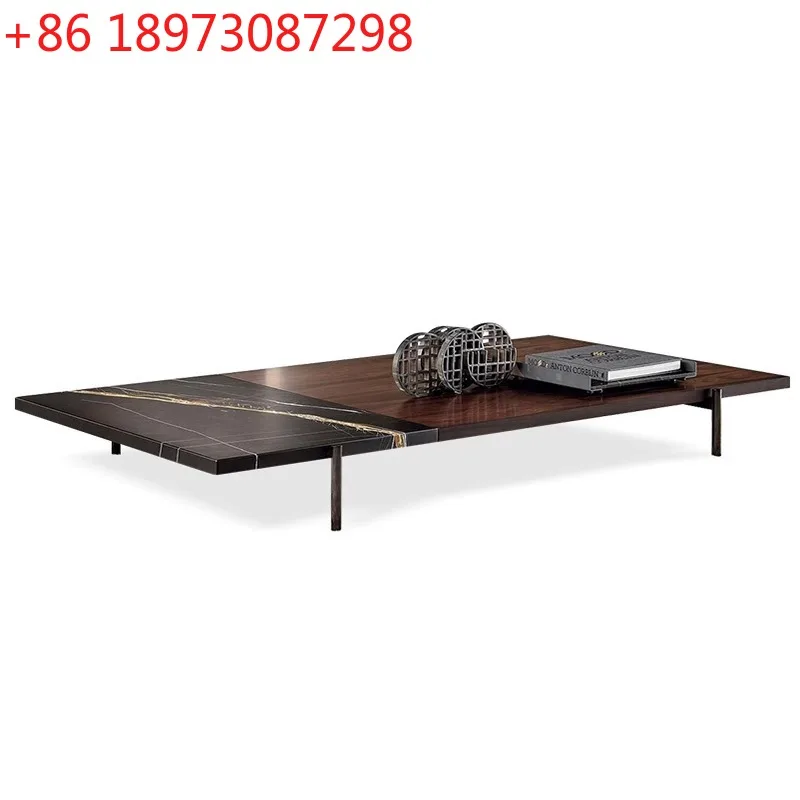 

Итальянский минималистичный журнальный столик для гостиной, прямоугольный журнальный столик из натурального мрамора, роскошный современный стол из цельного дерева