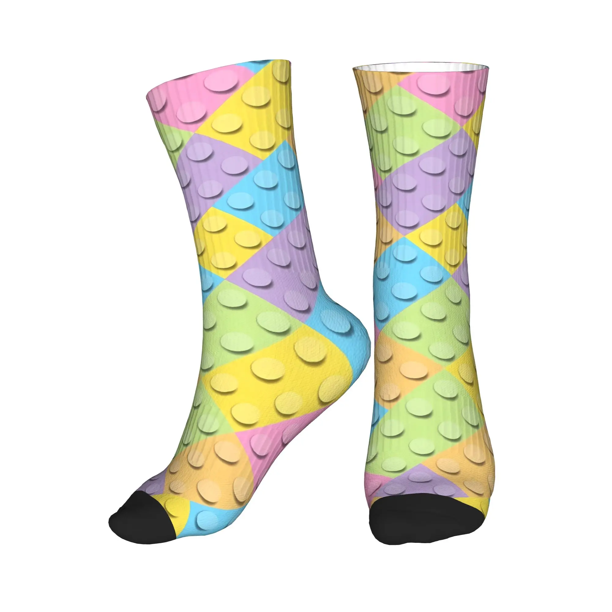 Pastel Diagonal Building Blocks Pattern Socks Spring  Stockings Gothic Couple Breathable Socks Printed Cycling Anti Slip Socks