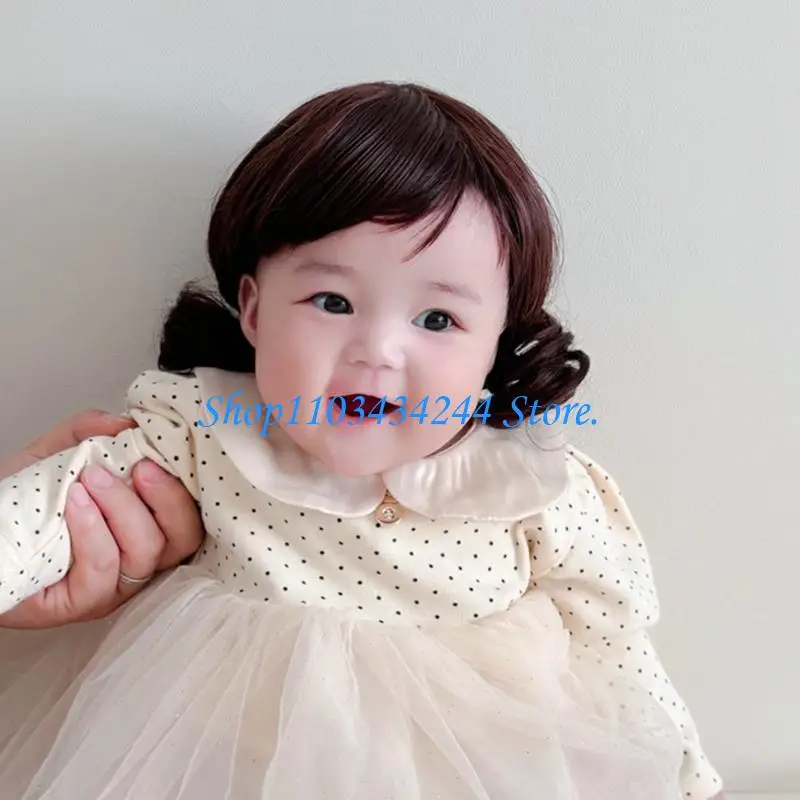 

G2TC Infant Hat Adorable Short Curling Bun Hairpiece Headdress Cosy Baby Headwear for Costume Parties Holiday Event