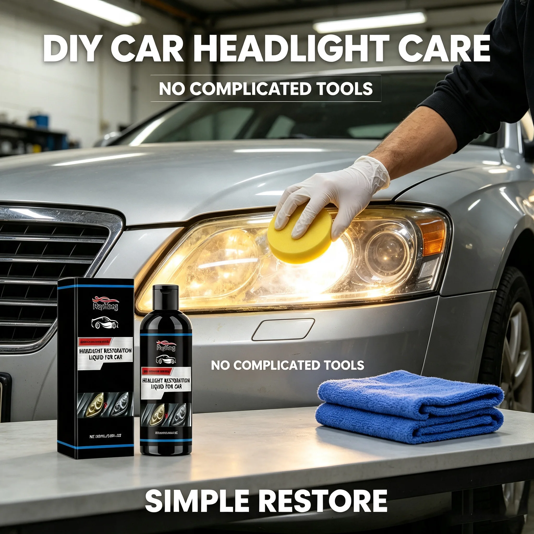 Car Headlights Restoration Kit Remove Scratch Blur Eliminate Yellowing UV Protection Restore Bulb Brightness Expands Visibility