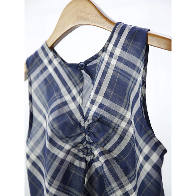 Gilet Ne Svel a Quadri Retrò da Donna, Vestibilità Slim, Versatile, Stratificato, Novità Primavera-Estate in Misto Cotone