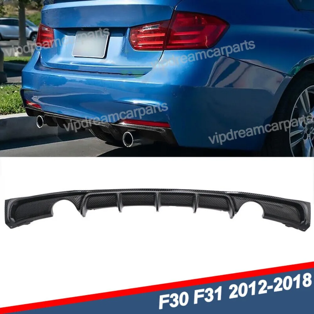 

For BMW F30 320i 330i M Sport 2012-2018 Carbon Fiber Look Rear Diffuser Lip MP Style United States