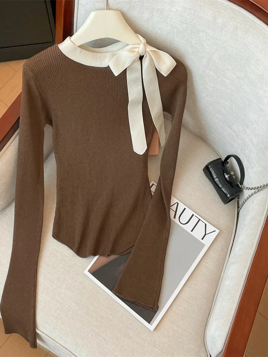 

Women's Knitted Long Sve f High Collar Base irt Unique Beautiful Small Top for Autumn Inner Wear Casual Street Sle