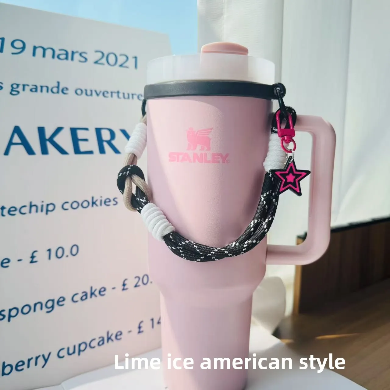 

Bla White Knitted Star Cup Holder Cord for Stanley Water Bottle Accory Universal Size Suitable for Large Stanley Cup