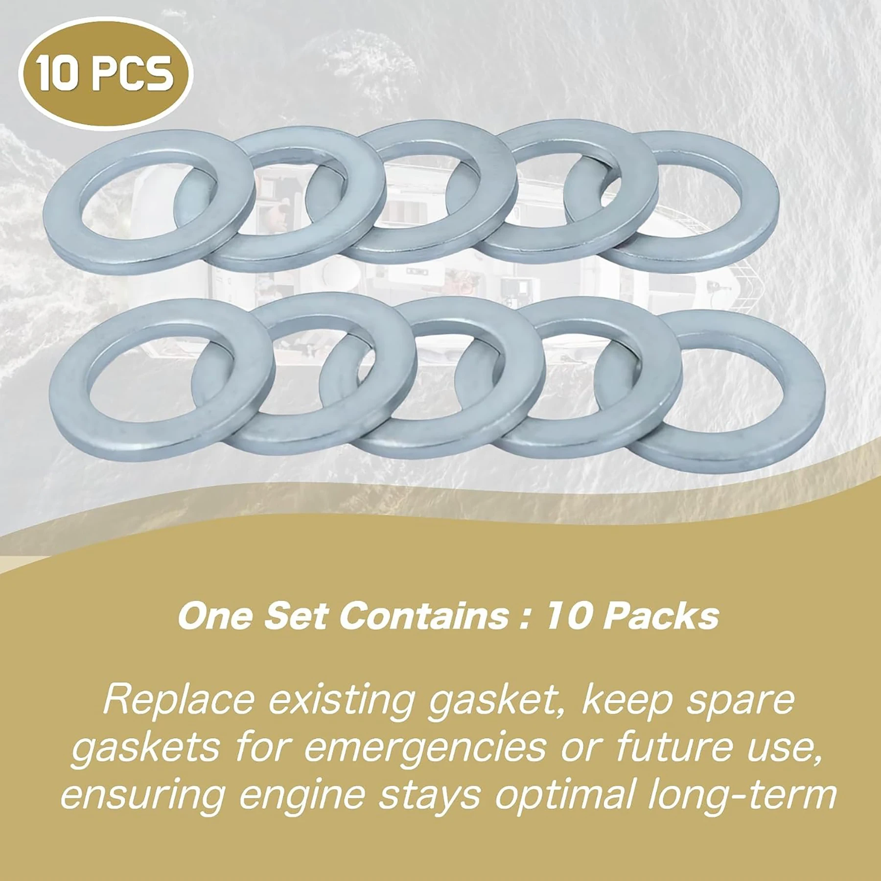 10PCS Oil Drain Crush Gasket Washer Fits for Suzuki DF 25- 350 HP Marine Outboard Engines Replacement Models 09168-12012
