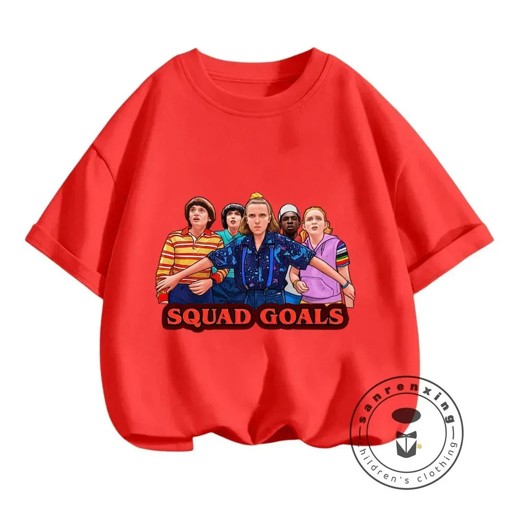 New in! Summer-ready Stranger Things Cartoon Prints Fashionable O-neck T-shirts for Boys and Girls Affordable Soft Stylish