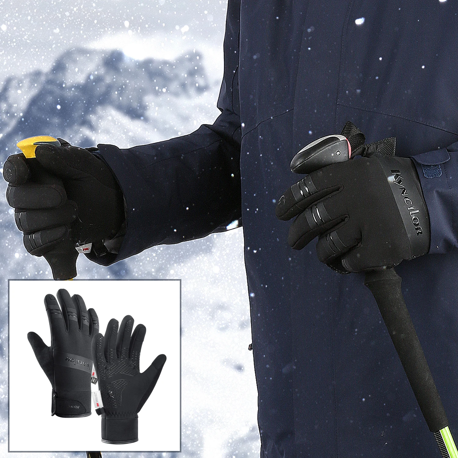 

Зимние перчатки, сенсорные, холодные, водонепроницаемые, мотоциклетные, велосипедные, мужские, для спорта на открытом воздухе, теплые, термофлисовые, лыжные перчатки для бега