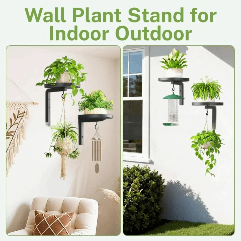 Carbon Steel Plant Display Stand Waterproof with Hook Planter Storage Shelf Large Load-bearing Raised Tray Edge Flower Pot Rack