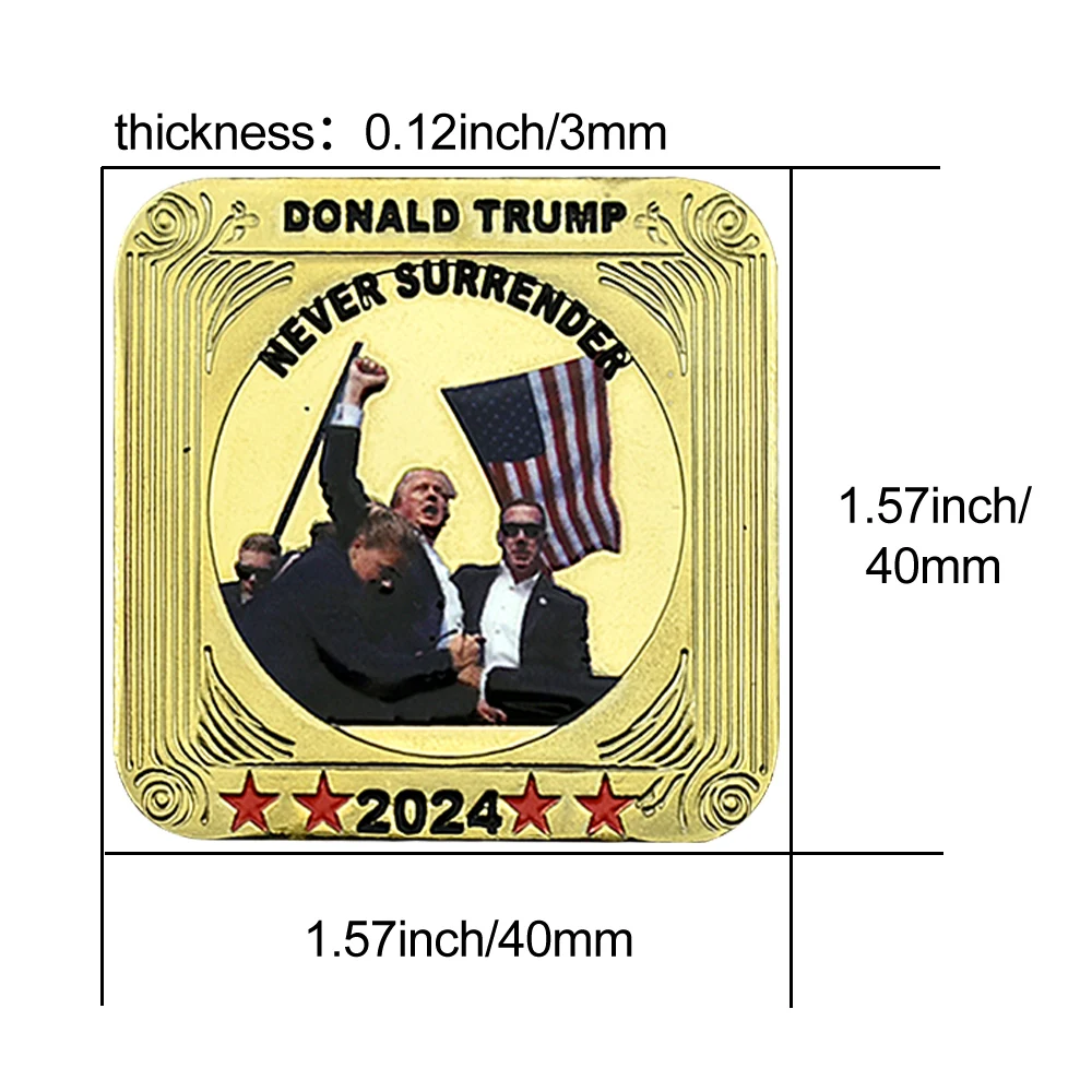 2024 US President Donald Trump Assassination Attempted Gold Coin FIGHT Metal Commemorative Coin Collection Supporters Gifts