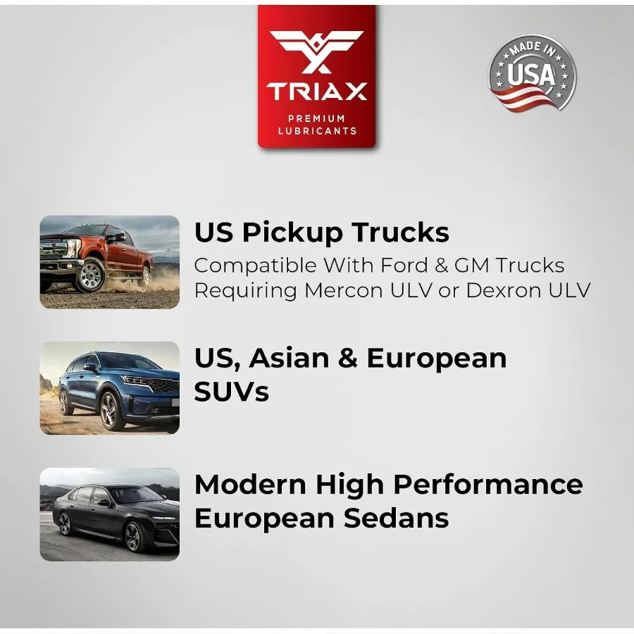 TRIAX ULV ATF سائل ناقل الحركة الأوتوماتيكي الاصطناعي بالكامل منخفض اللزوجة للغاية لنقل الحركة الحديثة 10 و8 سرعات 5 جالون