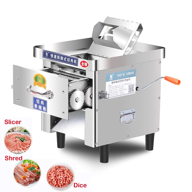 

Commercial Meat Slicing Machine Automatic Meat Cutter Stainless Steel Meat Grinder Vegetable Slicer Dicing Machine 850W