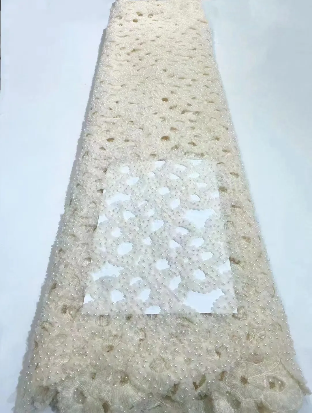 

Latest Pink African Guipure Fabric Sequins Beaded 2024 High Quality Embroidery For Women Wedding Party Dress Mesh Fabric 5 Yards