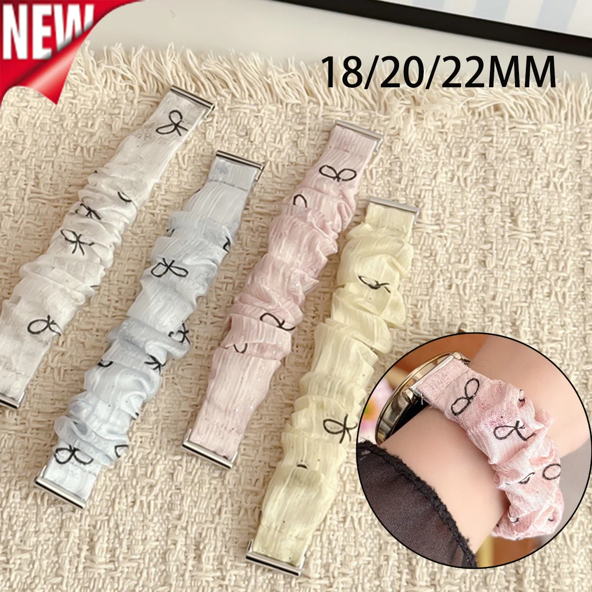 18/20/22MM Scrunchie Band for Amazfit Bip 6/5/U/U Pro/Lite GTS/GTR Woman Strap for Amazfit Balance 3/2/1/Ultra Cheetah Belt