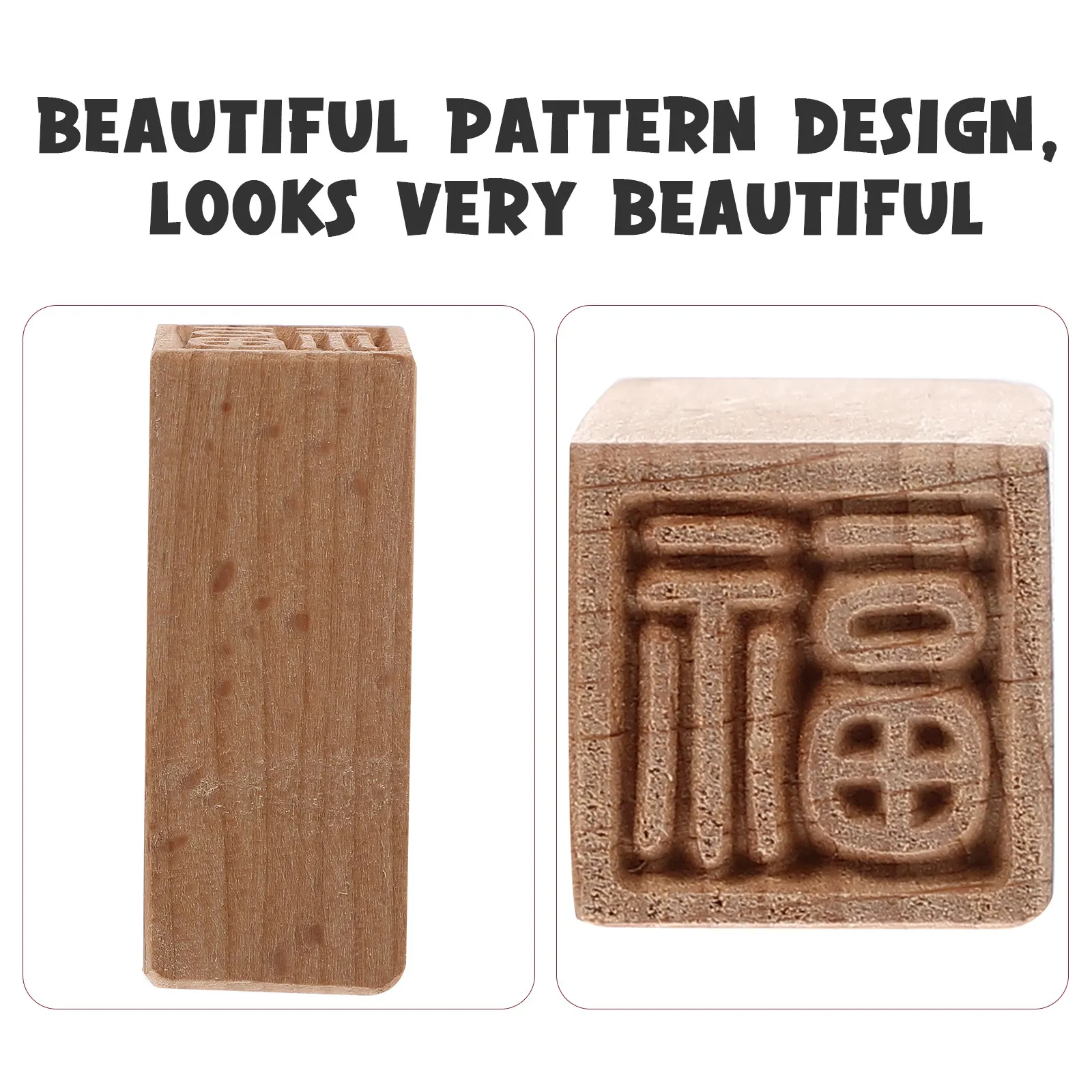 2Pcs Wooden Cake Stamper Set Traditional Chinese Auspicious Patterns for Mooncake Dessert Mousse Jelly Baking Decoration Tool