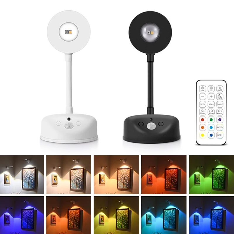 LED Human Body Sensor Automatic Night light Motion Sensor RGB Atmosphere Wall Lighting USB Charging Eye-Protecting Dimmer Lamp