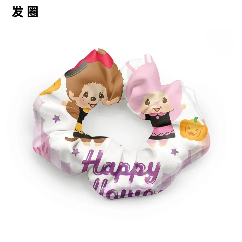 

New model Monchhichi Cartoon Scrunchies for Women Girls polyester Big Oversized Elastic Bands Hair Bobble Ties Ropes Ponytail Ho