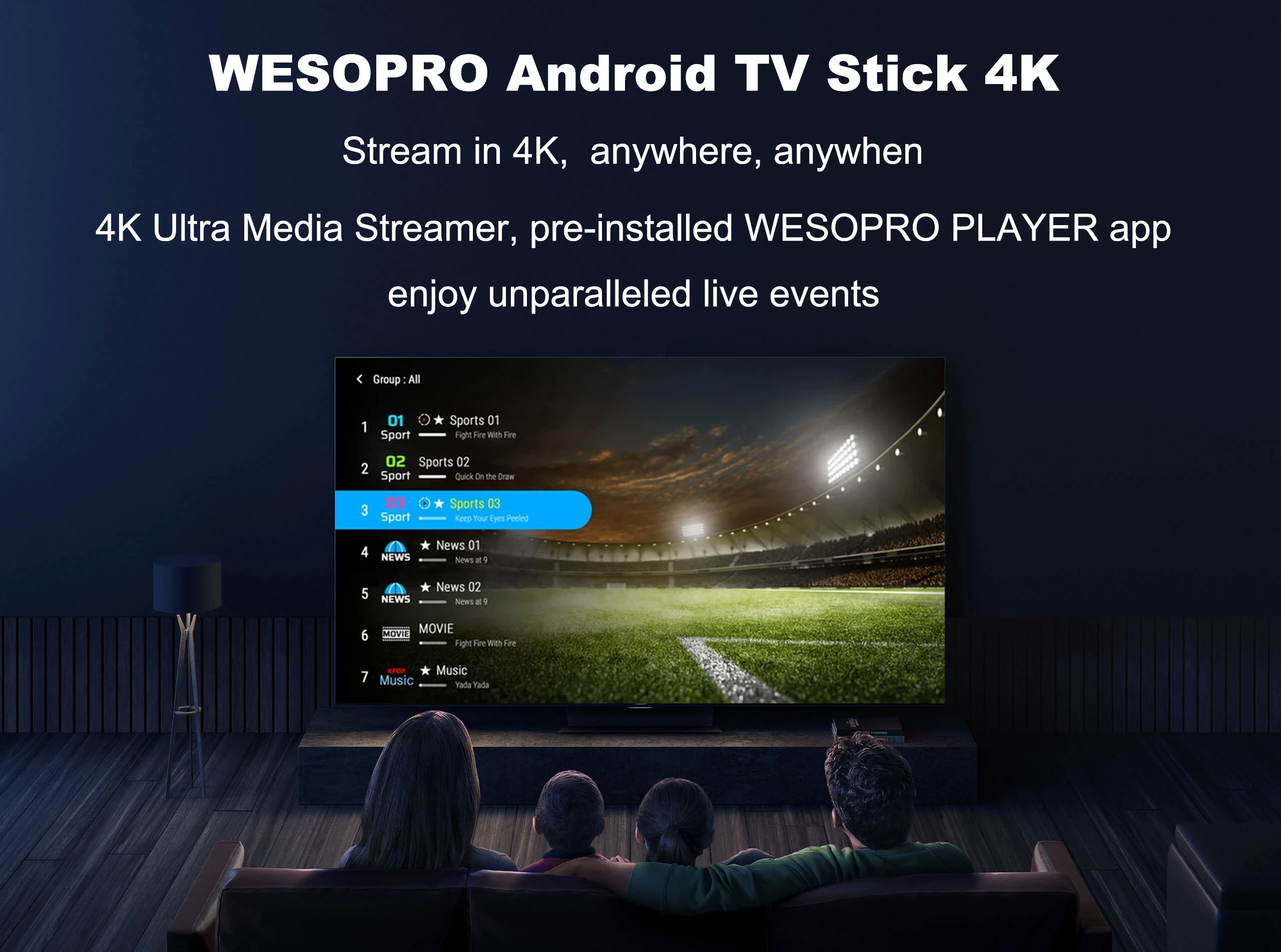 WESOPRO Android 14 TV Stick G2 Lite Smart IPTV Media Player 1 GB RAM 8 GB ROM Dualband 2,4 GHz/5,0 GHz Wifi6 4K 30fps Fire Mi Stick – Detail 13