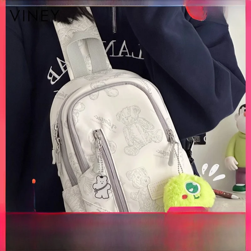 Viney レディース カジュアル キャンバス クロスボディバッグ チェストバッグ シングルショルダー スリングバッグ レジャー トートバッグ ファッション 春 2025