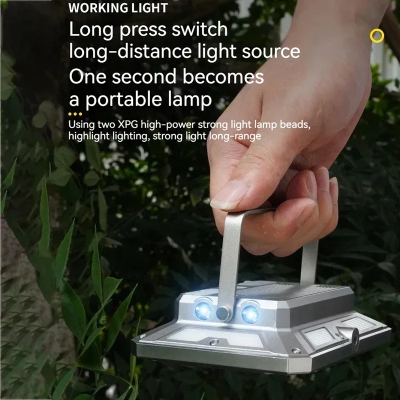 Super Powerful LED Camping Lamp Type-c Rechargeable Strong Magnetism Work Light Infinite Dimming Outdoor Camping Tent Lantern