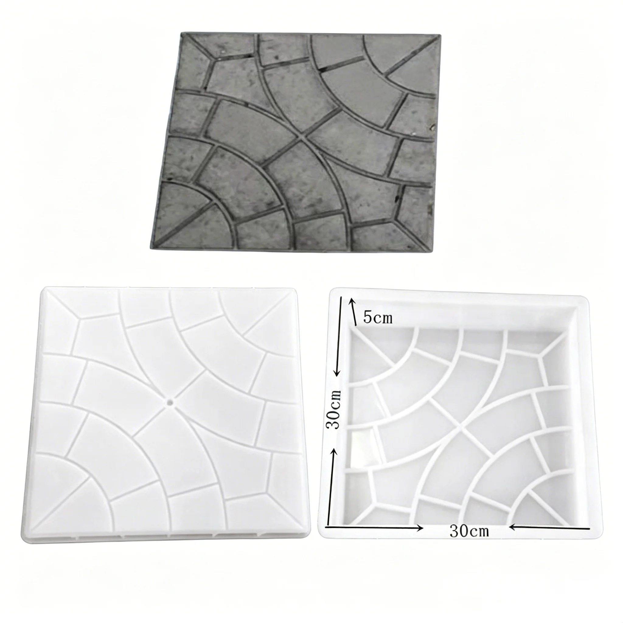 Reusable Plastic Garden Paver Mold, Concrete Stamp Form for Walkway, DIY Stone Texture Stepping Stone Mould for Outdoor Patio