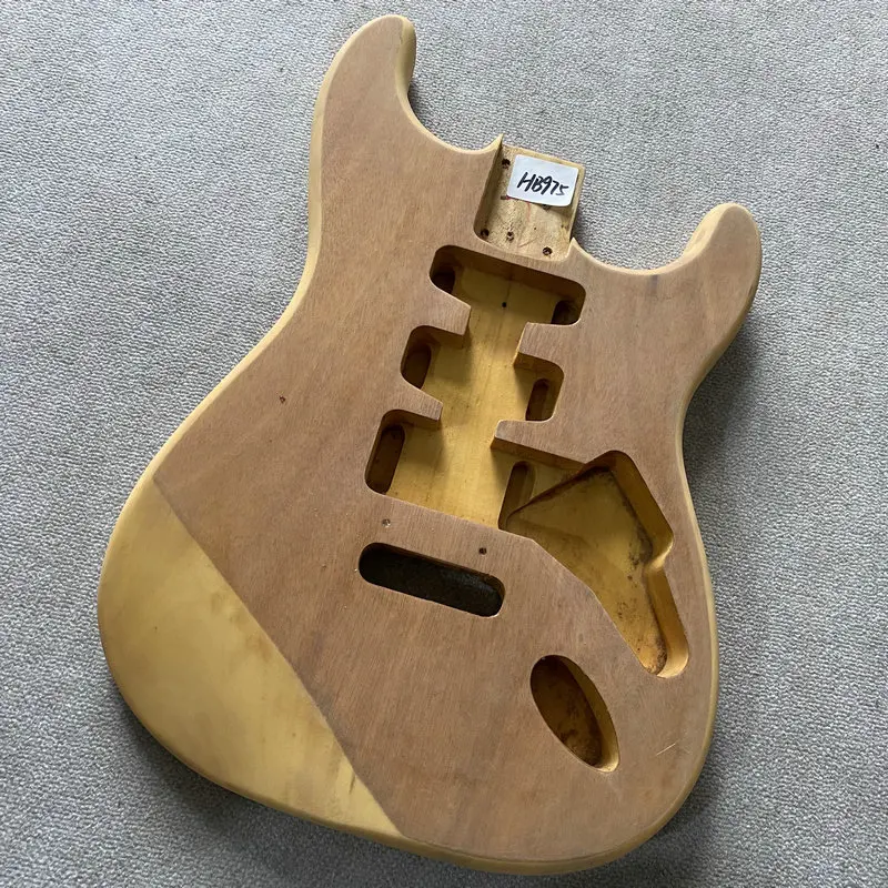 HB975 Unfinished Solid Wood ST Electric Guitar Body SSH Pickups Two Points Fixed Tremolo Bridges No Paints Replace&DIY