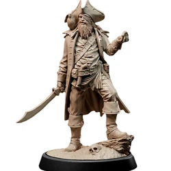 Figura de resina de capitán pirata, escala 1/24, 75mm, Kit de modelos de ensamblaje Diy, Dioramas sin montar, estatuillas sin pintar, Juguetes