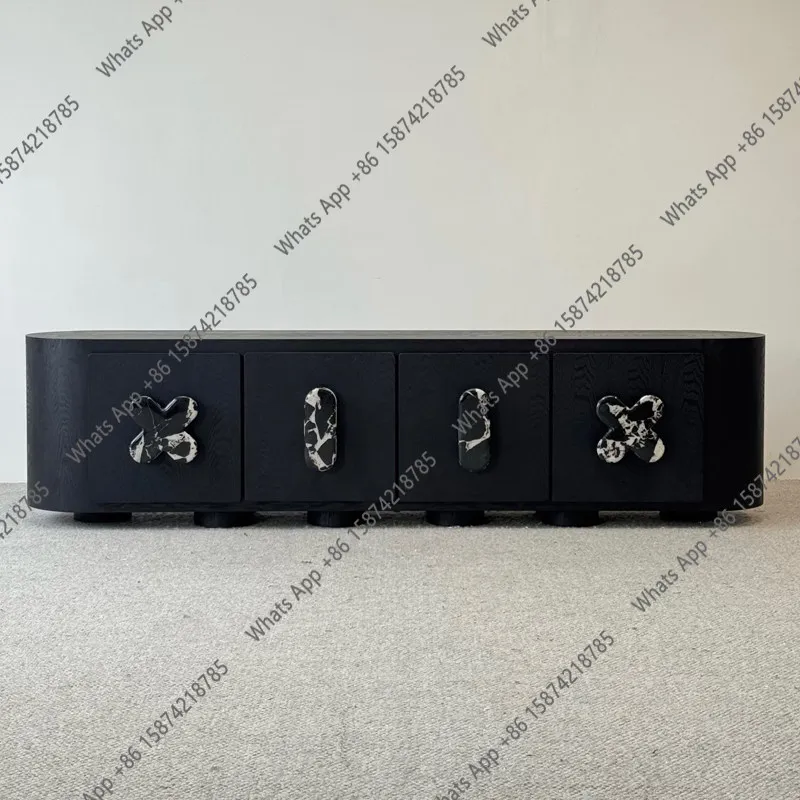 

Средневековый креативный пристенный шкаф из массива дерева черного цвета для гостиной и столовой, в стиле ваби-саби.