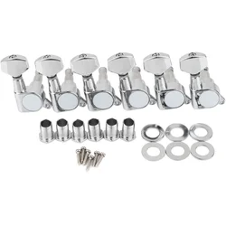 Gearlly 6Pcs/Set Electric Guitar Machine Heads Guitar Tuning Keys Strings Tuners Pegs Silver Color Chrome Small Button