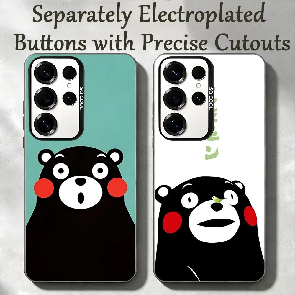 JP Cute Kumamon Fashion Phone Case IMD Colorful Silver Suitable case For SamsungS25 S24 S23 S22 S21 S26 Plus Ultra Fold A
