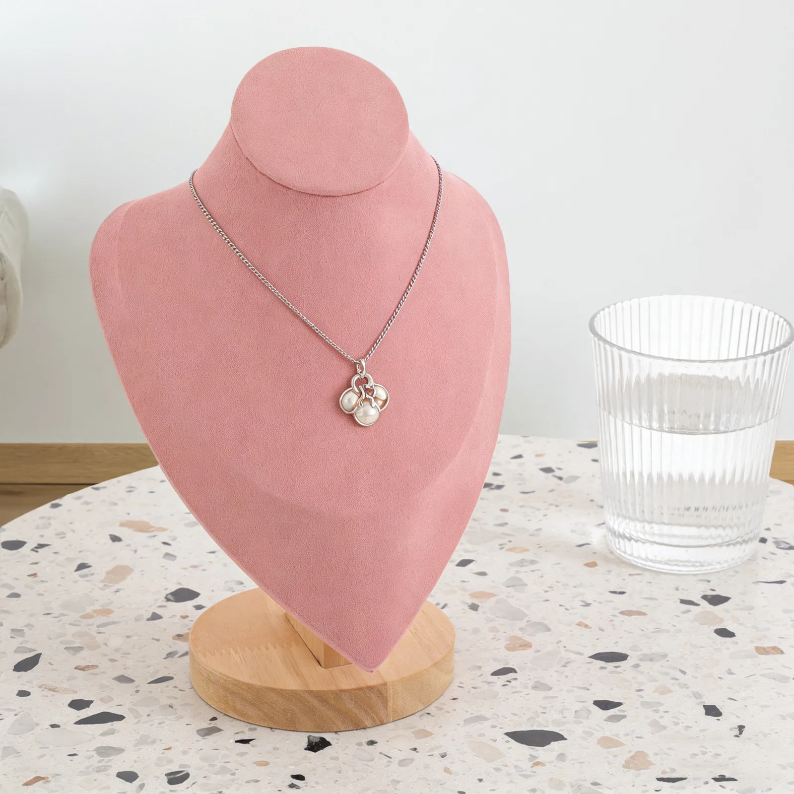 

Pink Jewelry Display Stand Necklace Holder Pendant Chain Organizer Small Mannequin Necklace Display Tower Retail and Home