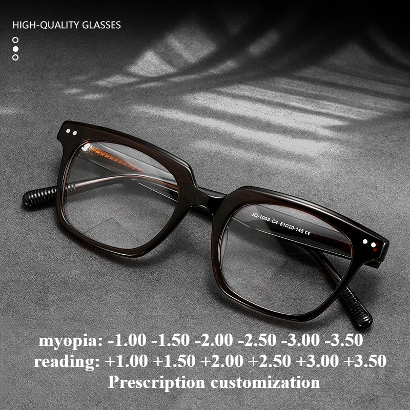 

51-20 Acetate Glasses Frame for Men, Ultra-Light Retro Prescription Glasses Frame, Blue Light Blocking Reading Glasses