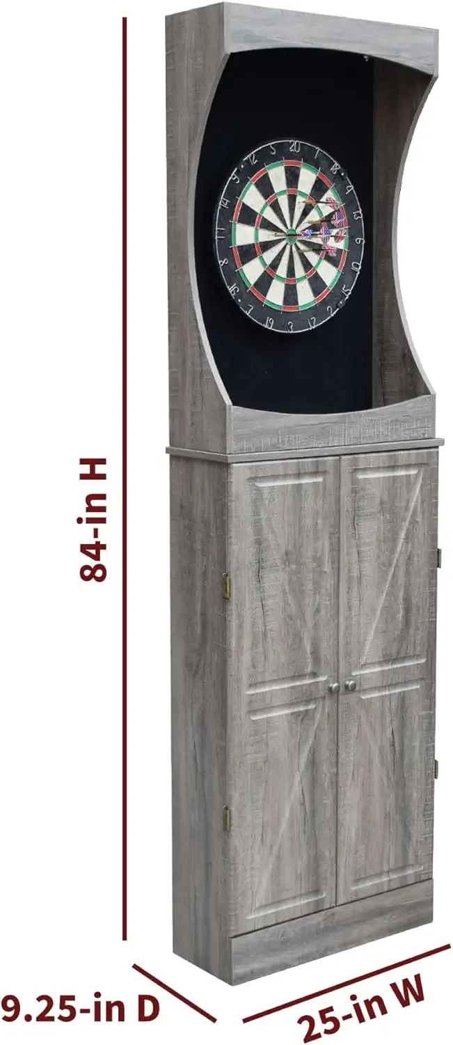 

Free-Standing Set-Includes 18, Steel-Tip Darts-Perfect for Family Game Rooms, Basements, Home Bars Dartboard Cabinet