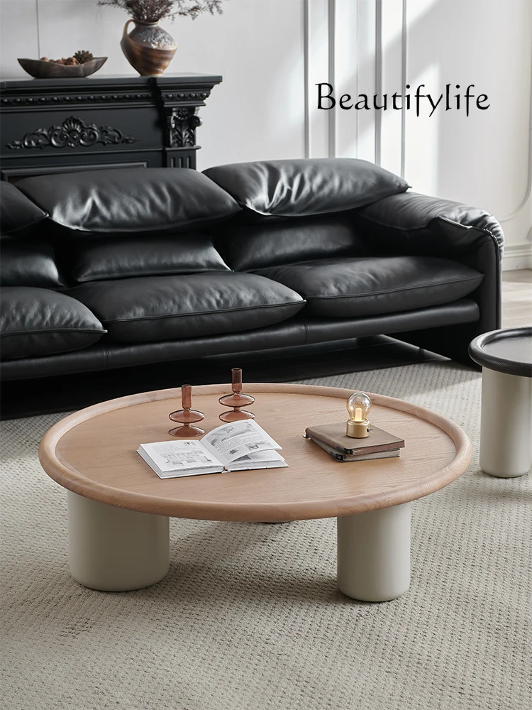 

Nordic Solid Wood Coffee Table Living Room Home Silent Style Designer Model Creative Log round Tea Table