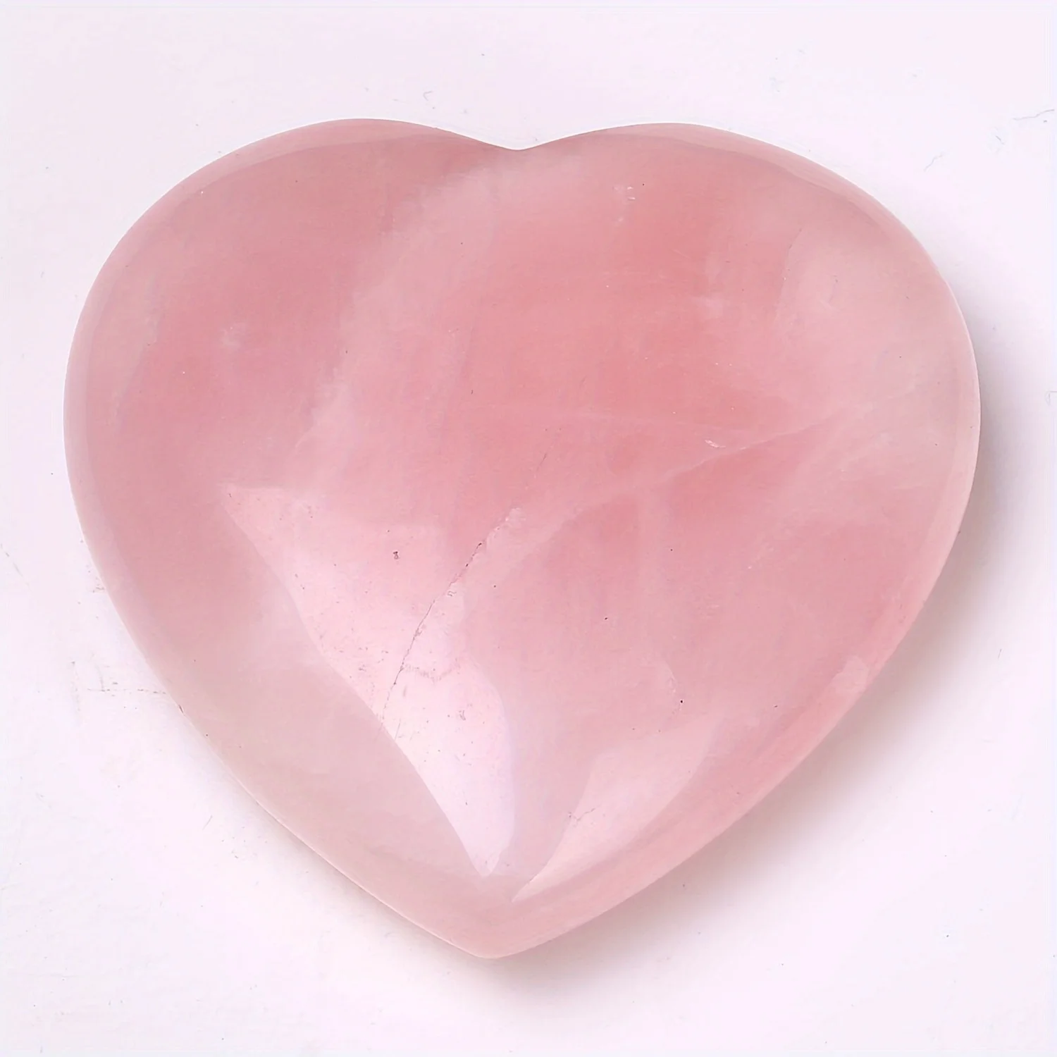 Natural Rose Quartz Puffy Heart Shaped Palm Stone, Pink Love Pocket Stone, Crystal Gemstone