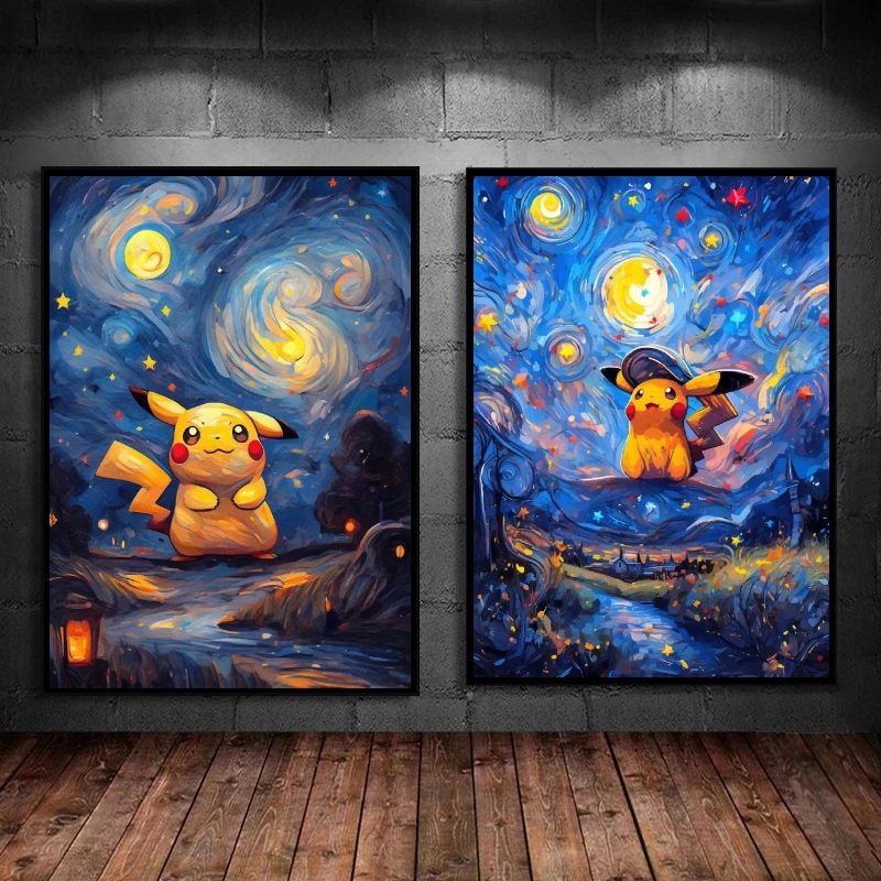 

Canvas Posters Pokemon Pikachu Modular Painting Prints and Prints Christmas Gifts Hanging Cartoon Character Picture Classic