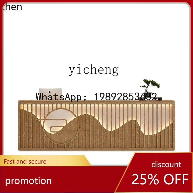 

HT retro bar restaurant teahouse solid wood checkout Caier Health Homestay reception counter