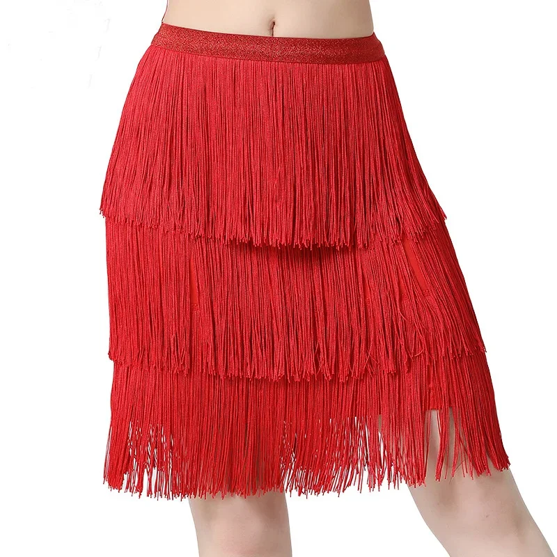 Multilayer Tiered Fringe Latin Dance Skirt Tassel Samba Rumba Tango Ballroom Lesson Dancewear Stage Rave Outfit Clothes Dress