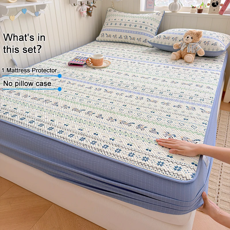 Waterproof Quilted Fitted Mattress Protector, Anti‑Mite Antibacterial Mattress Cover, Soft Breathable Noiseless ,Bed Protector