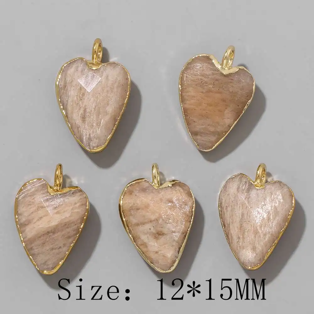 2Pcs Shiny Labradorite Heart Shape Pendants for DIY Jewellery