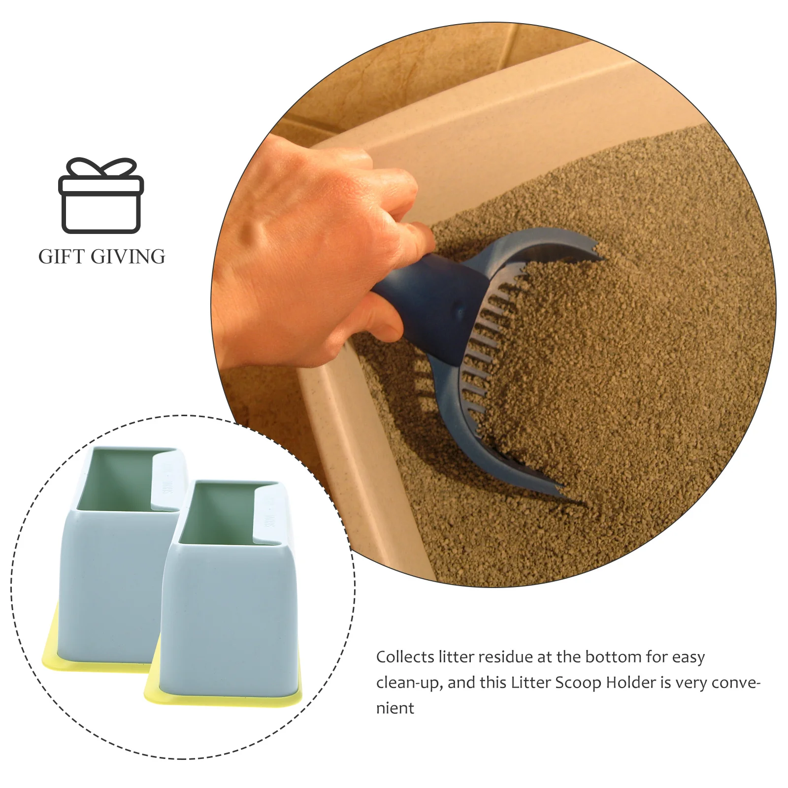 

2pcs Cat Holder Sturdy Plastic Household Wear-Resistant Holder Easy Clean-Up Dust-Free Litter Scooper Stand Reusable Scoop