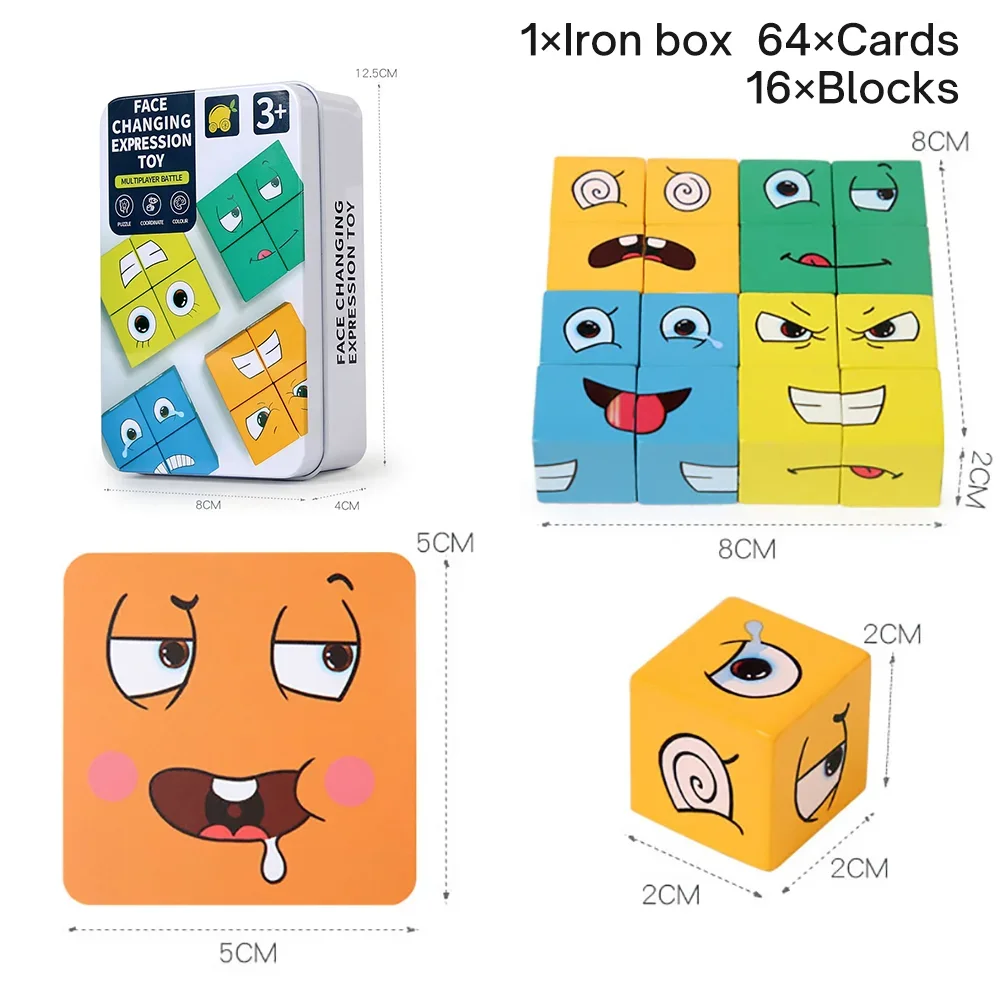 Kids Face Change Cube Game Montessori Expressie Puzzel Bouwstenen Speelgoed Vroeg Leren Educatief Match Speelgoed Voor Kinderen