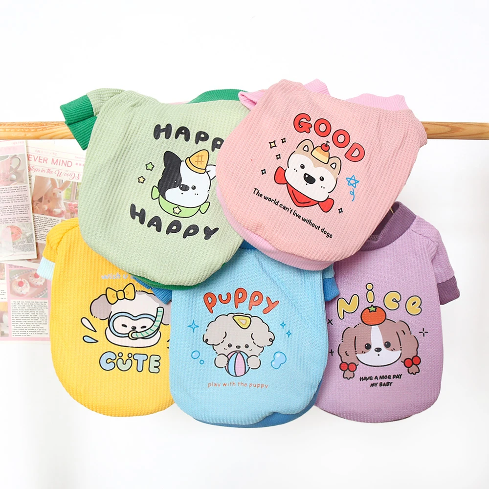 Neue Katze und Hund Kleidung Frühling und Herbst Haustier Hoodies Waffel Hund niedlich bedruckte Waffel Hoodies modisch