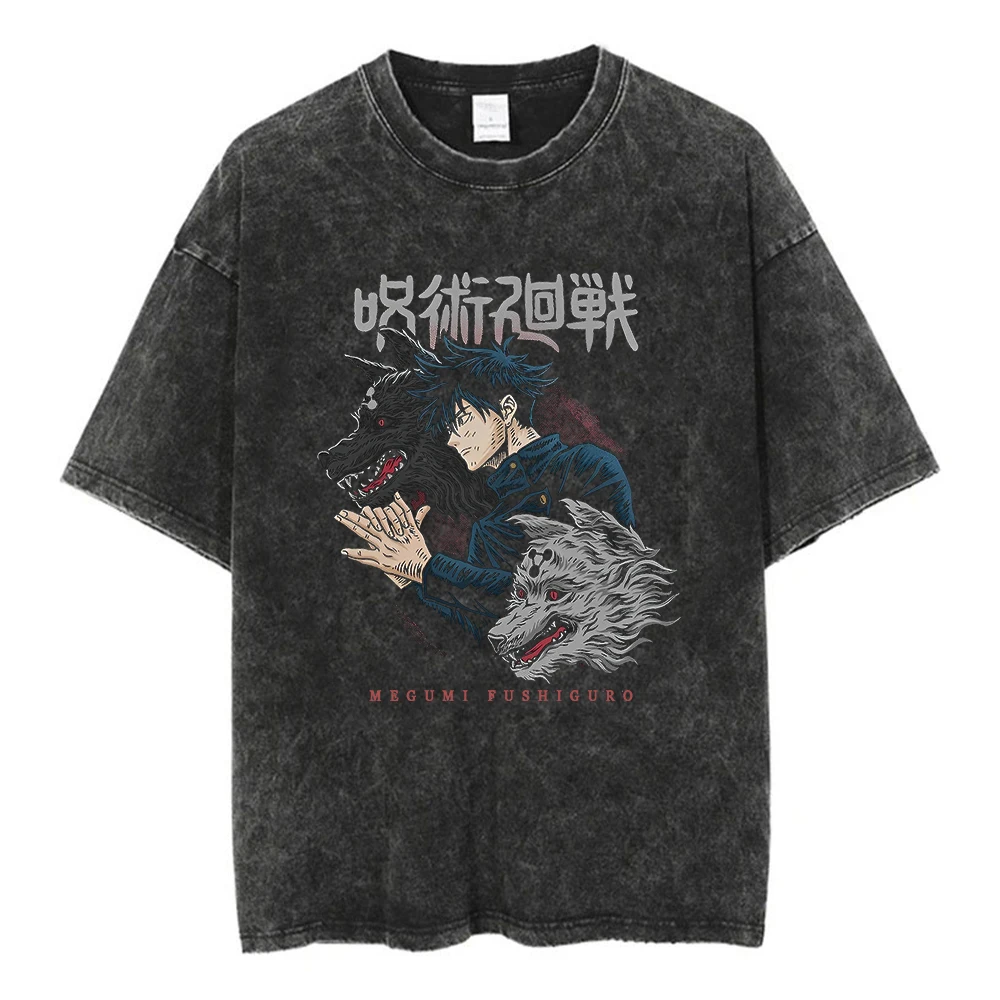 2025 verão lavado t camisa anime impressão gráfica streetwear vintage oversized camiseta masculina moda algodão topo camiseta preta