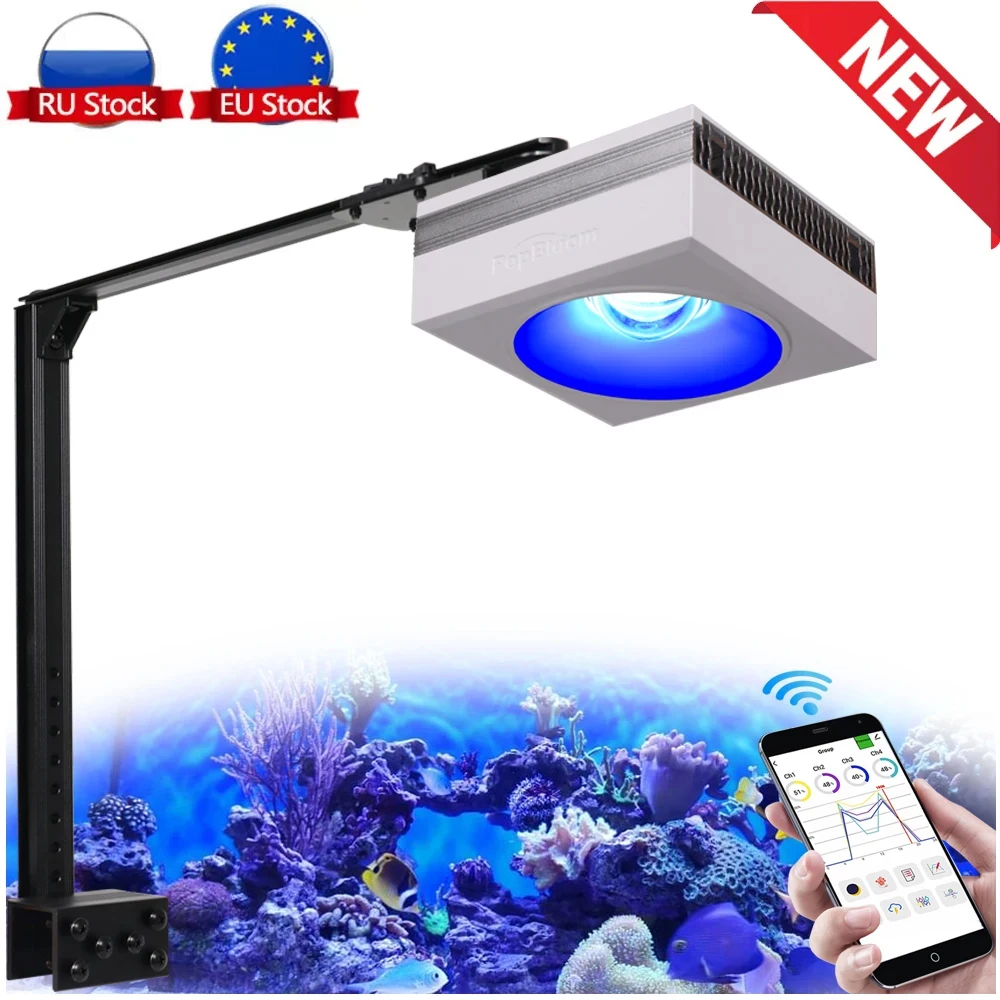 PopBloom 2 stuks RL90 Reef WiFi aquarium led-lampen, 200 W zeewater
