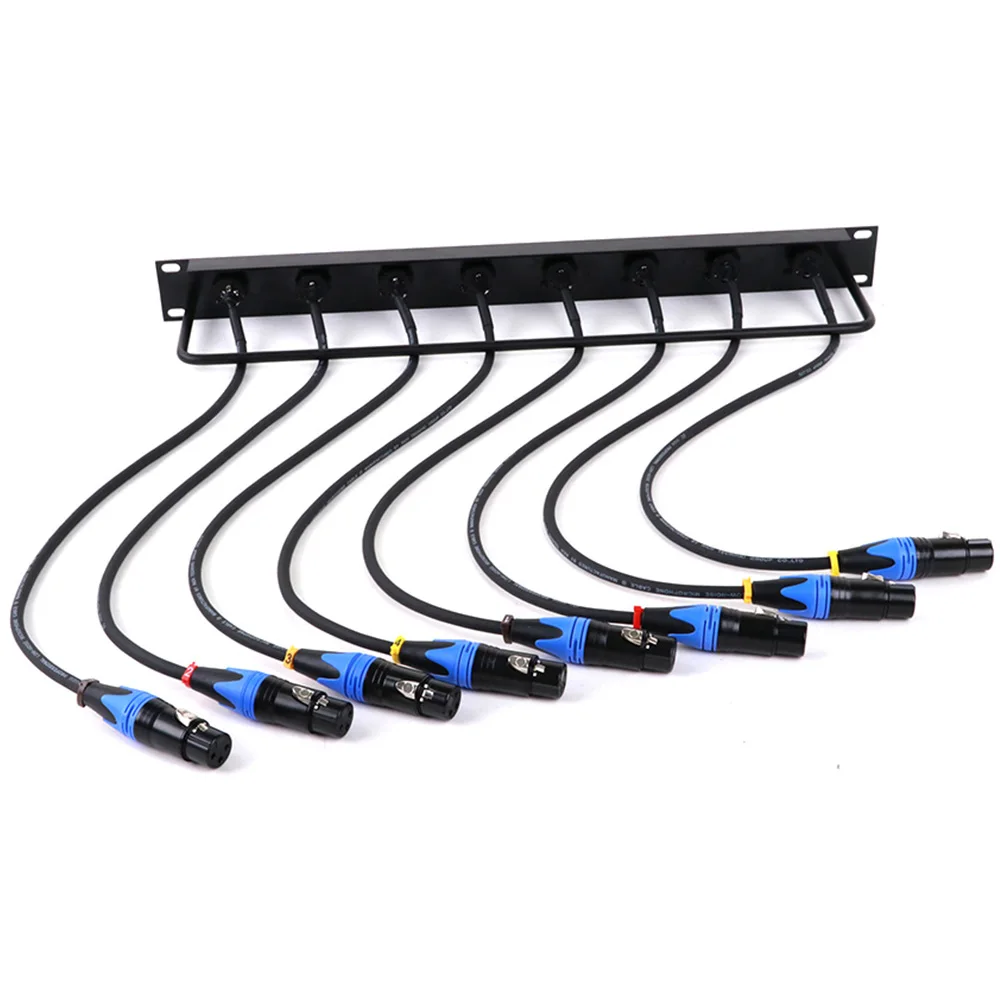 Customized 8-Way 1U Cabinet XLR Audio Jumper Rack,3Pin XLR Female Panel Socket to Female XLR Pass Thru Converter Cable Adaptor