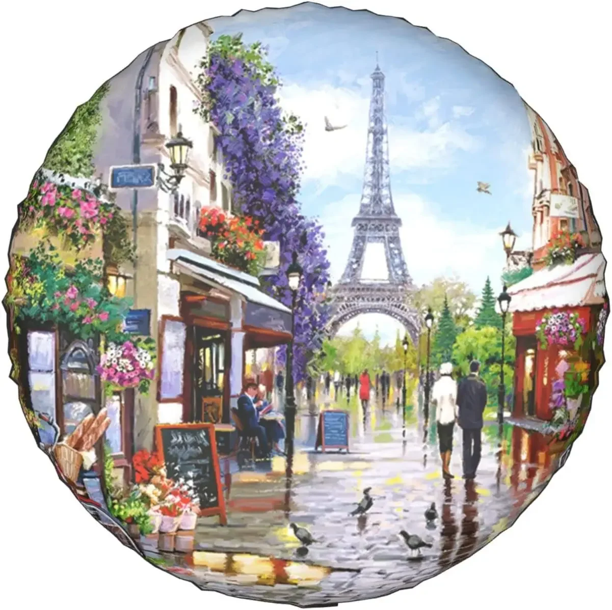 Paris Street Scene Eiffel Tower Printed Spare Tire Cover Waterproof Tire Wheel Protector for Car Truck SUV Camper Trailer Rv 14