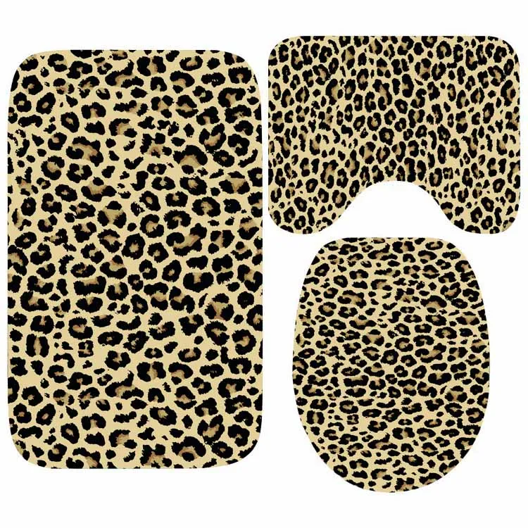 

Classic African Style Leopard Bathroom Set Cheetah Leopard Print Mat for Toilet Bathroom Shower Floor Mat Rug Carpets Bath Mats
