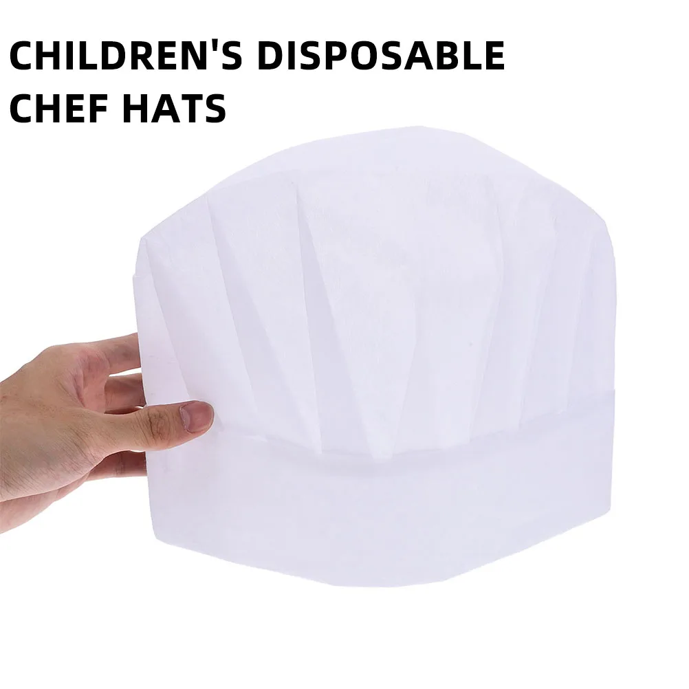

10pcs Children Chef Hat Kids Baker Cap Non-woven Fabric Cooking Party Kitchen Work Pastry Chef Hat for Children Lightweight Cute